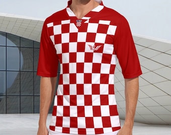 Croatian Checkered Sports Fan Jersey | Patriotic Game Day Gear | Lightweight and Breathable Fanwear  | Croatian Gift | Football Fan Shirt