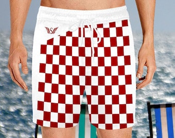 Croatian Style Swim Shorts | Men's Mid-Length Swim Shorts | Checkered Shorts | Swim Trunks | Croatian Gift