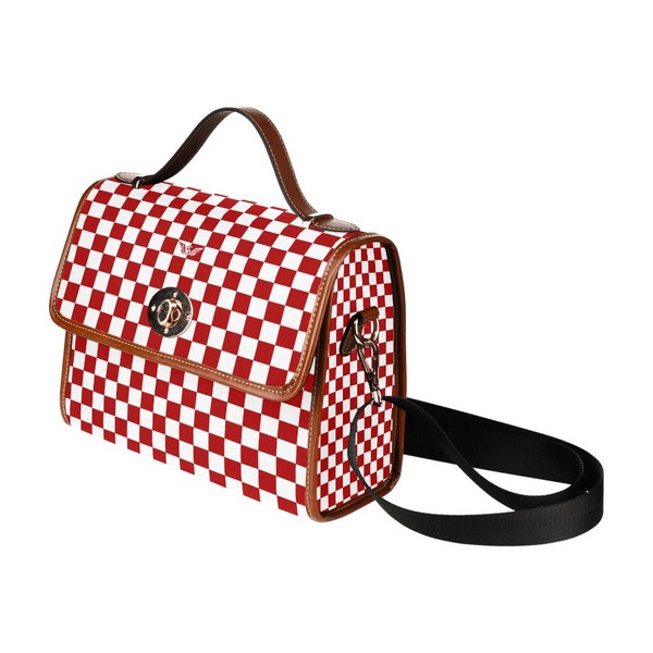 Wasserdichte Canvas Tasche im kroatischen Stil | Karierte Bürotasche | Kroatisches Geschenk | Damen Reisetasche | Schultertasche