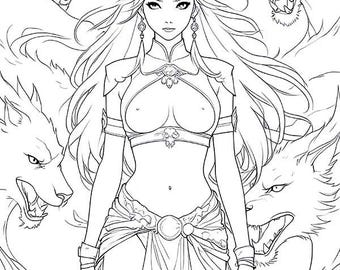 セクシーな悪魔の女性の大人向け塗り絵 | 大人のためのストレス解消塗り絵 | 刺激的なリラクゼーションアート