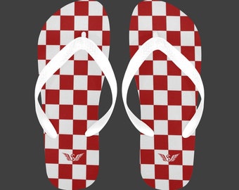 Croatian Checkered Style Beach Flip Flops Suitable For Both Men and Women | Croatian Flip Flops | Swimming Pool Flip Flops | Croatian Gift