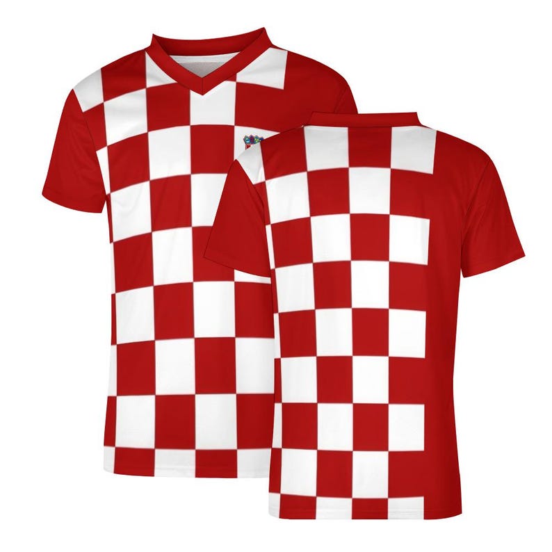 Croatian Style Football Jersey | Croatian Design Soccer Uniform | Croatian Gift | Football Kit in Croatian Red and White Checkered Design image 5