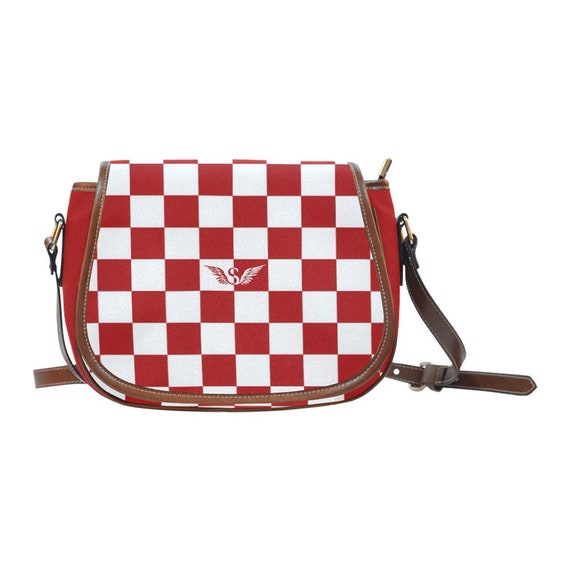 Croatian Checkered Purse: Red and White Design Handbag - Etsy