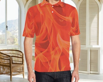 Men's HOT Polo Shirt | Flaming Red Polo Shirt | Fashionable Polo Shirt for Men | Urban Polo Shirt