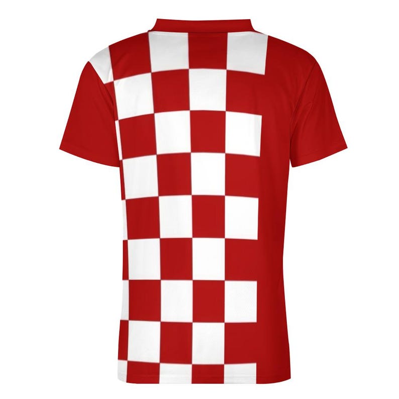 Croatian Style Football Jersey | Croatian Design Soccer Uniform | Croatian Gift | Football Kit in Croatian Red and White Checkered Design image 4
