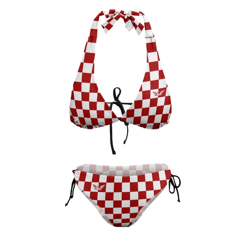Traje de baño de bikini para mujer / Bikini de verano para chica sexy / Bikini de estilo croata / Traje de baño / Traje de baño para mujer / Bikini a cuadros / Regalo croata imagen 8