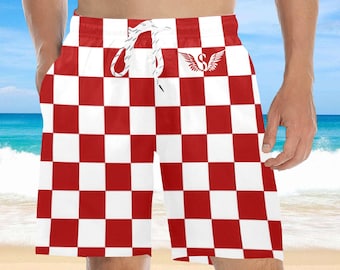 Bañador de playa a cuadros croatas para hombre: bañador de longitud media