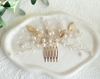 Bridal hair accessories, hair comb, pearls, gold, wedding jewelry, high-quality bridal hair jewelry