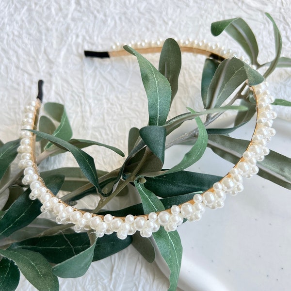 Bridal hair accessories, gold, white, pearl jewelry, headband, wedding, bridal hair accessories, bridal jewelry, pearl headband, shiny pearl jewelry