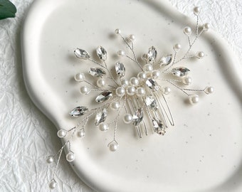 Accessori per capelli da sposa, pettini per capelli, perle e strass, argento, bianco, matrimonio, gioielli per capelli da sposa di alta qualità, gioielli da damigella d'onore