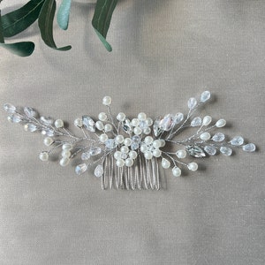 Bridal hair accessories, hair comb, pearls, silver, flowers, wedding, high-quality bridal hair jewelry
