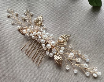 Bridal hair accessories, hair comb, pearls, gold, wedding, high-quality bridal hair accessories