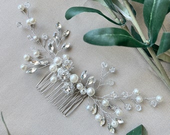 Braut Haarschmuck, Haarkamm, Perlen, Silber, Schmuck Hochzeit, hochwertiger Brauthaarschmuck