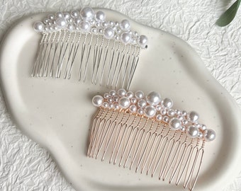 Bridal hair accessories, elegant hair comb, white pearls, rose gold, silver, wedding jewelry, high quality bridal hair jewelry, hair clip