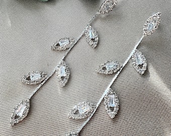 Braut Ohrringe, Gold oder Silber, funkelnde Hängeohrringe, Blätter, Brautschmuck, glitzernde Cubic Zirconia Steine, Hochzeit Schmuck