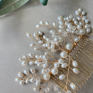 Bridal hair accessories, pearl hair comb, gold, silver, wedding, high-quality bridal hair jewelry, bridal hairstyle, headpiece, bridal jewelry image 5