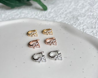 Creolen oval mit Cubic Zirconia Steinen, Schmetterling - gold, silber, Roségold - minimalistische Ohrringe