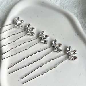 Haarnadeln, Set 5 Stück, Silber, Maße ca. 2 cm lang, ca. 1 cm breit, Edelstahl, Cubic Zirconia Steine, Brautschmuck, Hochzeit Schmuck, Haarschmuck, Haarspangen