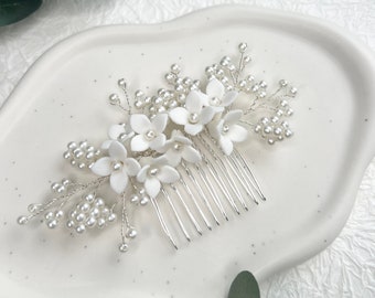 Accessoires de cheveux de mariée, peigne à cheveux en perles, argent, mariage, fleurs, vintage, bijoux de cheveux de mariée de haute qualité, coiffure de mariée, accessoires de mariée