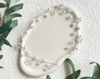 Bridal hair accessories, silver hair vine with pearls, hair wedding, bridal jewelry, wedding hair band, hair wreath, hair vine, jewelry