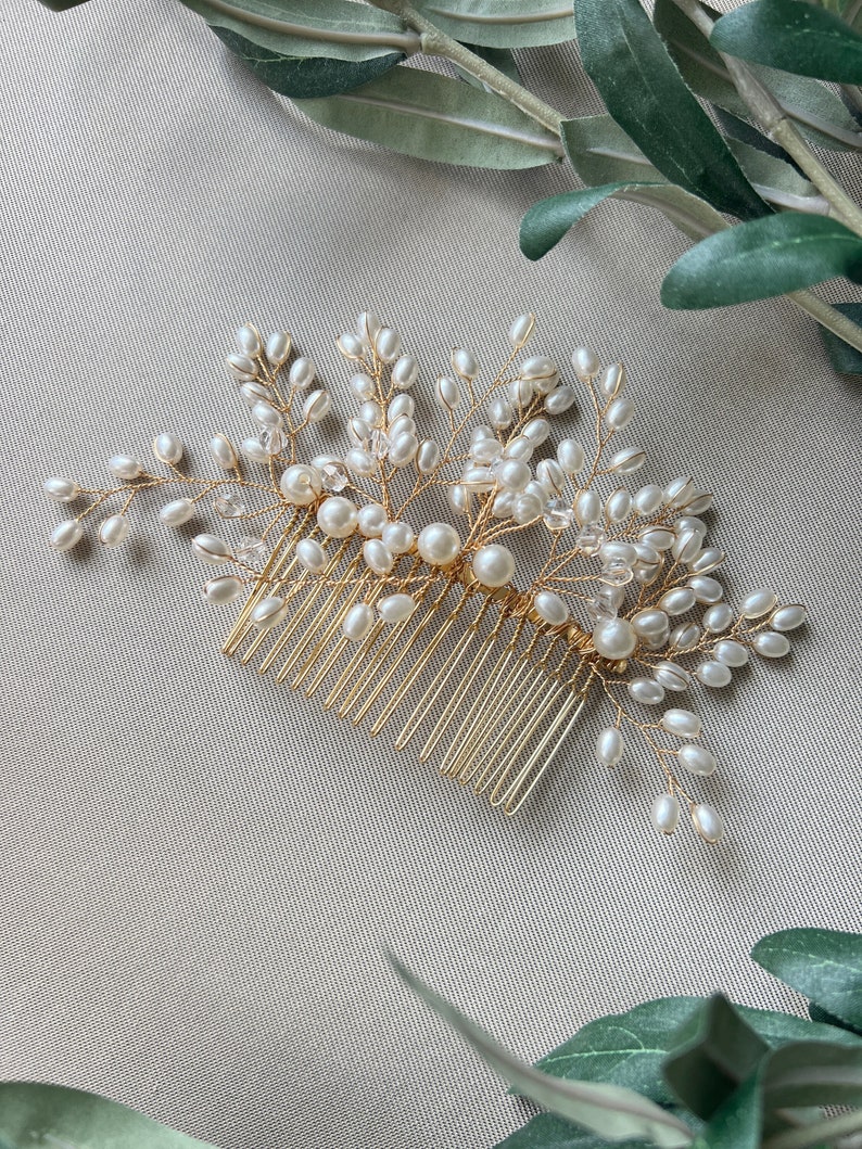 Accessoires pour cheveux de mariée, peigne à cheveux en perles, or, argent, mariage, bijoux de cheveux de mariée de haute qualité, coiffure de mariée, casque, bijoux de mariée image 8