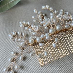 Bridal hair accessories, pearl hair comb, gold, silver, wedding, high-quality bridal hair jewelry, bridal hairstyle, headpiece, bridal jewelry image 9