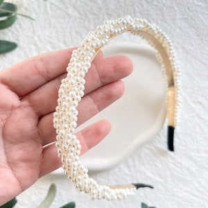 Braut Haarreif, Gold mit weißen Perlen, Haarschmuck, Hochzeit, Brautschmuck, Schmuck Hochzeit, Perlenschmuck, Brauthaarschmuck