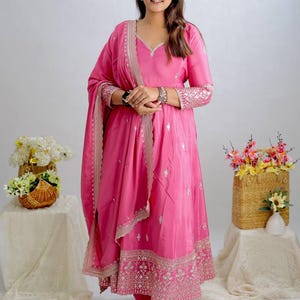 Pakistani Designer Georgette fully embroidered Sequence Work Readymade Sharara Palazzo Stitched Wedding Wear Suits