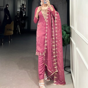Pakistani Designer Georgette fully embroidered Sequence Work Readymade Sharara Palazzo Stitched Wedding Wear Suits