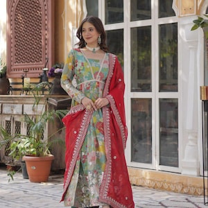 Pakistani Designer Georgette fully embroidered Sequence Work Readymade Sharara Palazzo Stitched Wedding Wear Suits