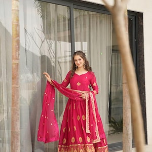 Pakistani Designer Georgette fully embroidered Sequence Work Readymade Sharara Palazzo Stitched Wedding Wear Suits