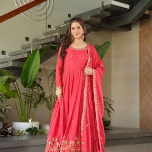 Pakistani Designer Georgette fully embroidered Sequence Work Readymade Sharara Palazzo Stitched Wedding Wear Suits