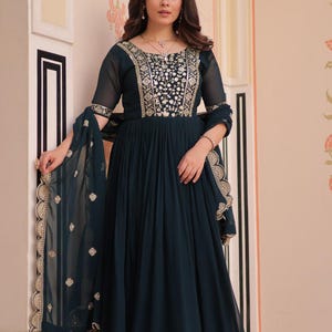Pakistani Designer Georgette fully embroidered Sequence Work Readymade Sharara Palazzo Stitched Wedding Wear Suits