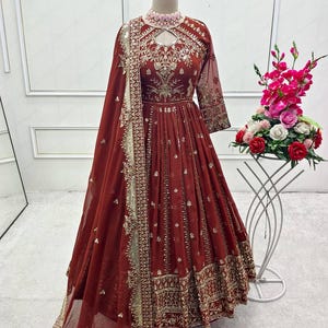 Pakistani Designer Georgette fully embroidered Sequence Work Readymade Sharara Palazzo Stitched Wedding Wear Suits
