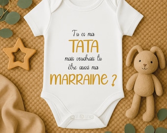 Bodie - Body personnalisé - Tu es ma tata mais voudrais tu être aussi ma marraine ?