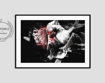 Original Printable Wall Art, Dead Fish, Mixed Technique Art Print For Your Decor. Printable JPEG File Ready For Download