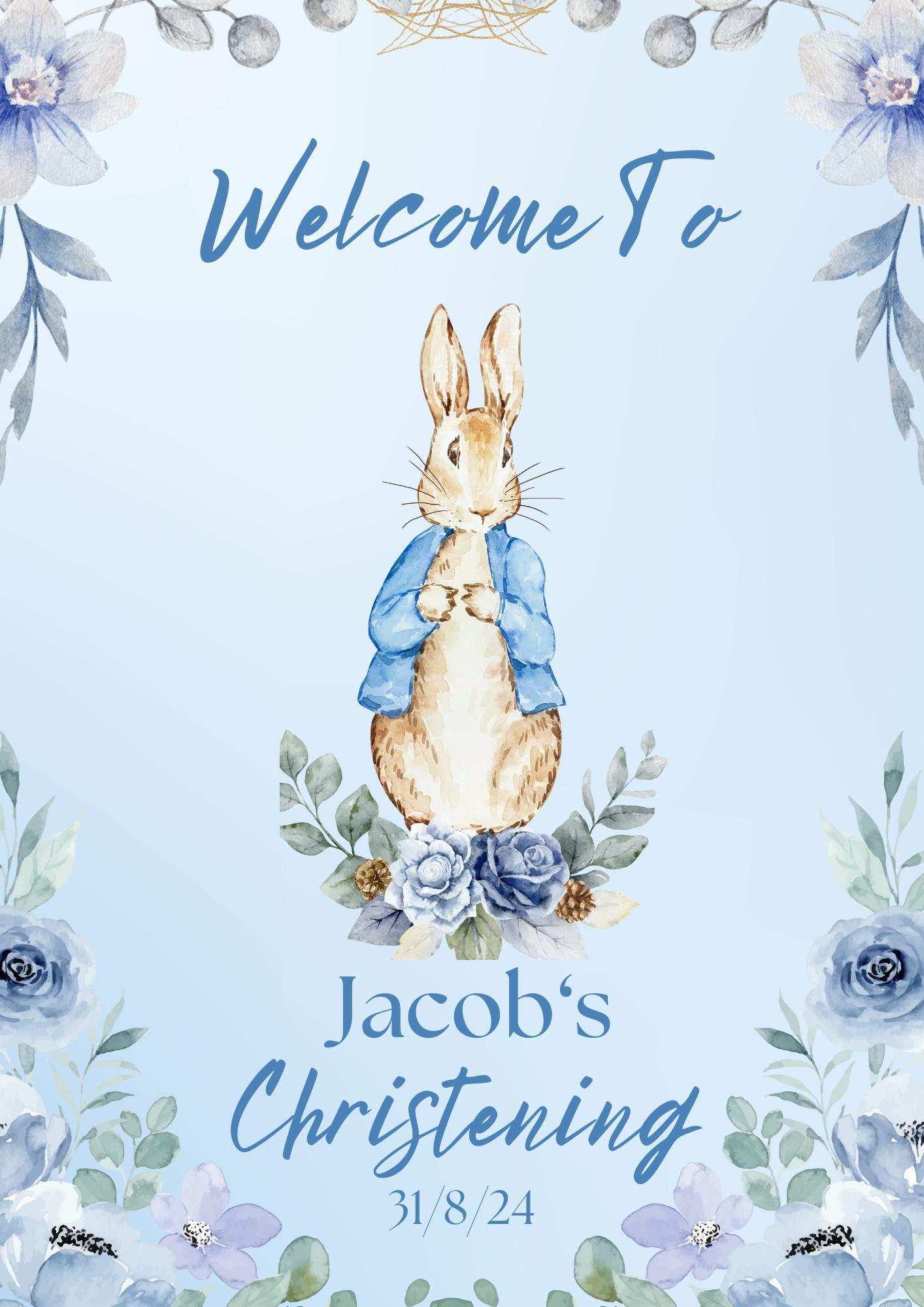 Peter Rabbit Christening Welcome Sign - Etsy