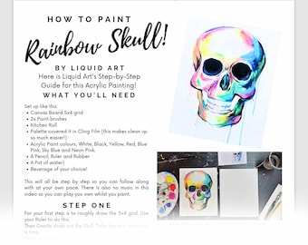 Rainbow Skull! Step By Step Acrylic Painting Tutorial