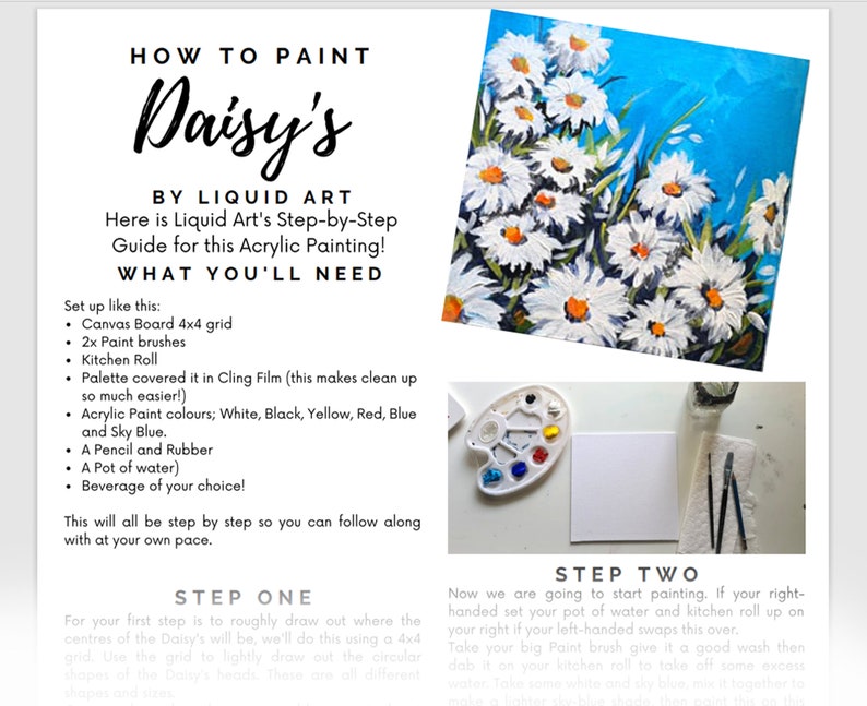 Daisy's Step By Step Acrylic Painting Tutorial image 1