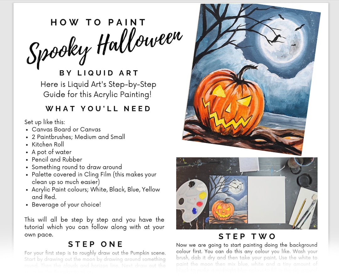 Spooky Halloween Step by Step Acrylic Painting Tutorial - Etsy