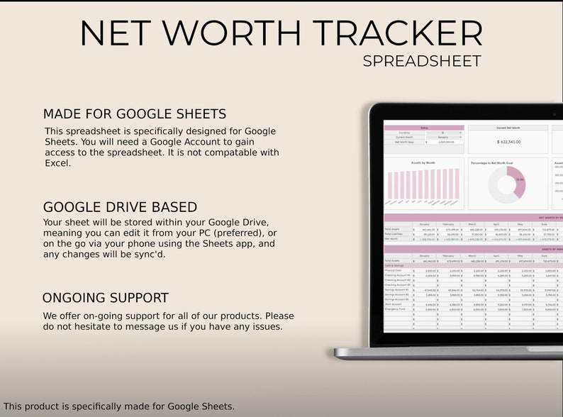 Net Worth Tracker Spreadsheet for Google Sheets, Net Worth Calculator ...