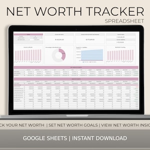 Net Worth Tracker Spreadsheet for Google Sheets, Net Worth Calculator Dashboard, Assets & Liabilities Template, Personal Finance Planner