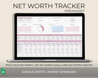 Net Worth Tracker Spreadsheet for Google Sheets, Net Worth Calculator Dashboard, Assets & Liabilities Template, Personal Finance Planner