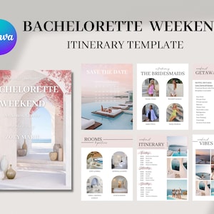 Bachelorette Itinerary Template | Bachelorette Weekend Planner | Bachelorette Party Invite | Editable Hen Itinerary Canva