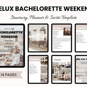 Deluxe Bachelorette Itinerary Template | Bachelorette Invite Template | Bachelorette Weekend Planner | Hen Weekend Itinerary Canva