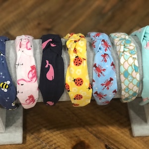 Knotted Headbands, Bees, Lobster, Whales, Flamingo, Navy and Pink, Mermaid, Ladybugs, Seahorse, Critters