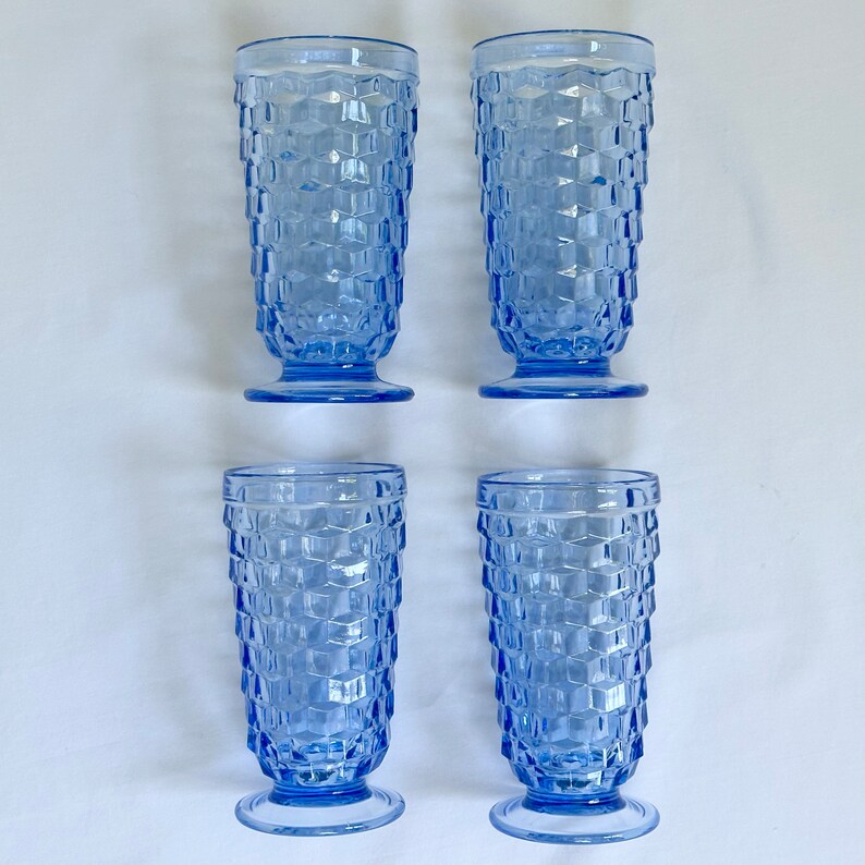 Ice Blue Whitehall Iced Tea Glasses Cubist Glasses Etsy