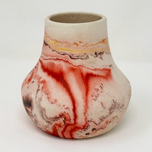 Vintage Red Swirl Nemadji Roadside Pottery, vase