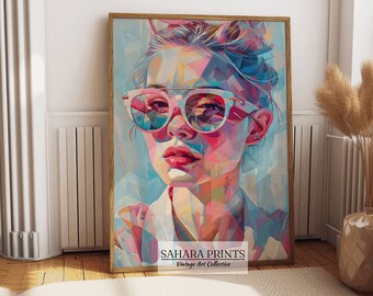 Modern Abstract Pink Shades Lady Portrait Art Print | Colourful Wall Decor | Woman Portrait Art | Modern Wall Art | Printed & Shipped | #38