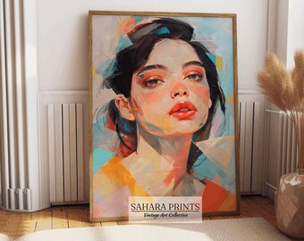 Colourful Modern Lady Portrait Print | Abstract Wall Decor | Woman Art | Modern Wall Art | Printed & Shipped | #36